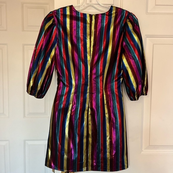 🥤 Lovers + Friends Frida Mini Dress Rainbow Metallic XXS Riverdale Wardrobe - Picture 9 of 16